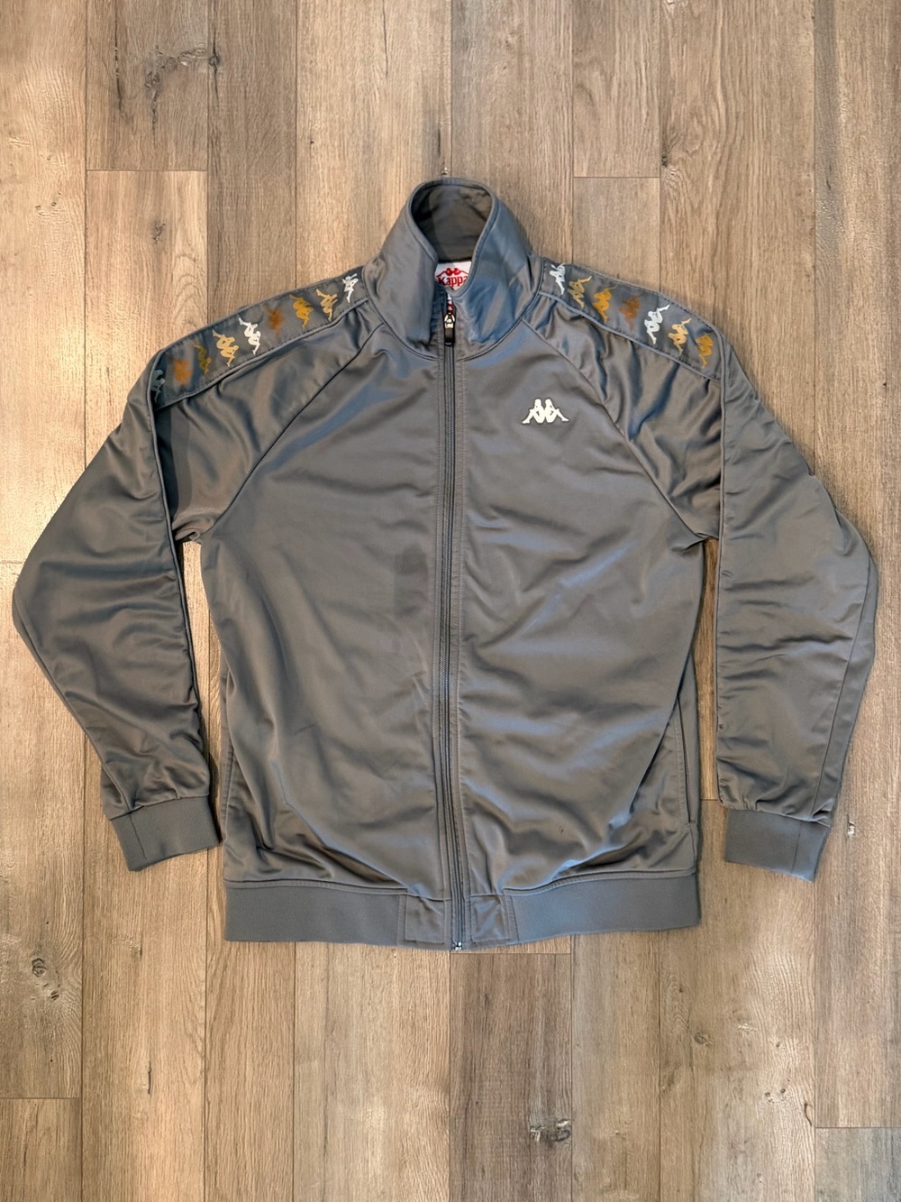 Kappa Men's Gray Full-Zip Track Jacket with Logo Tape